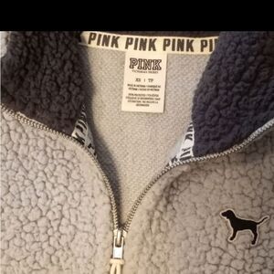 Pink Victoria's Secret Sweaters Quarter Zip Pink Shurpa Light Grey Sz XS